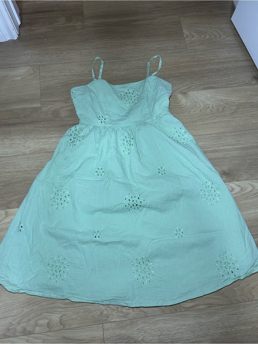 Japna Mint Eyelet Spaghetti-Strap Dress
